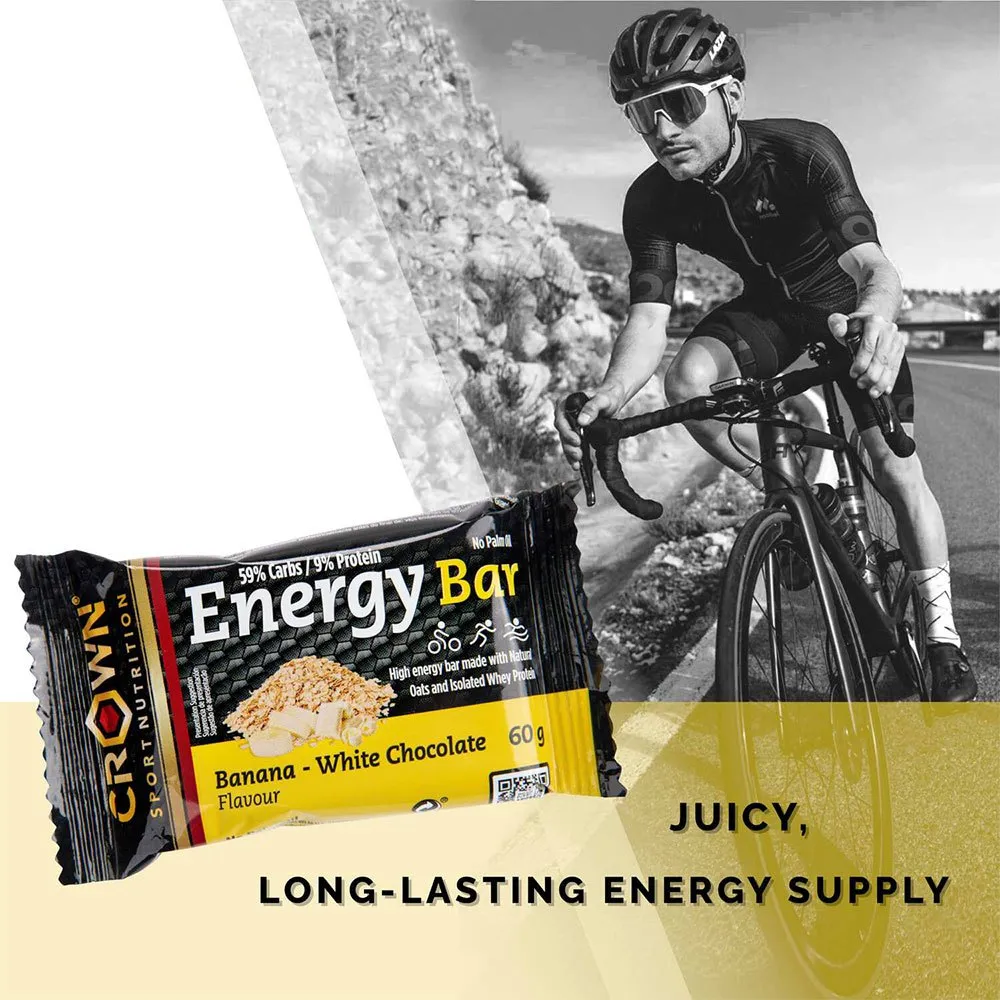 Crown Sport Nutrition Energie-riegel-box Weiße Schokolade Banane 60g 12 Einheiten, Black / yellow, One Size Crown Sport Nutrition Energie-riegel-box Weiße Schokolade Banane 60g 12 Einheiten, Black / yellow, One Size