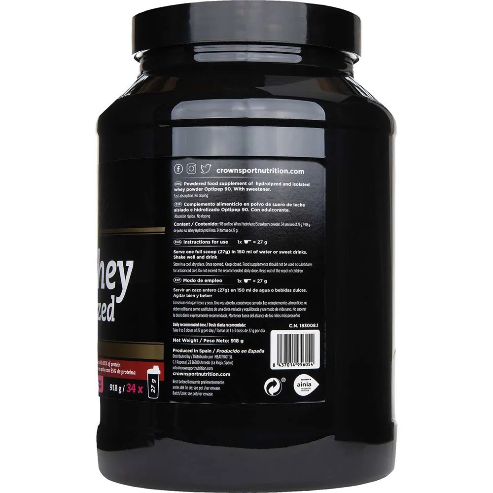 Crown Sport Nutrition Hydrolyzed Molkenproteinisolat Erdbeere 918g, Black, One Size Crown Sport Nutrition Hydrolyzed Molkenproteinisolat Erdbeere 918g, Black, One Size