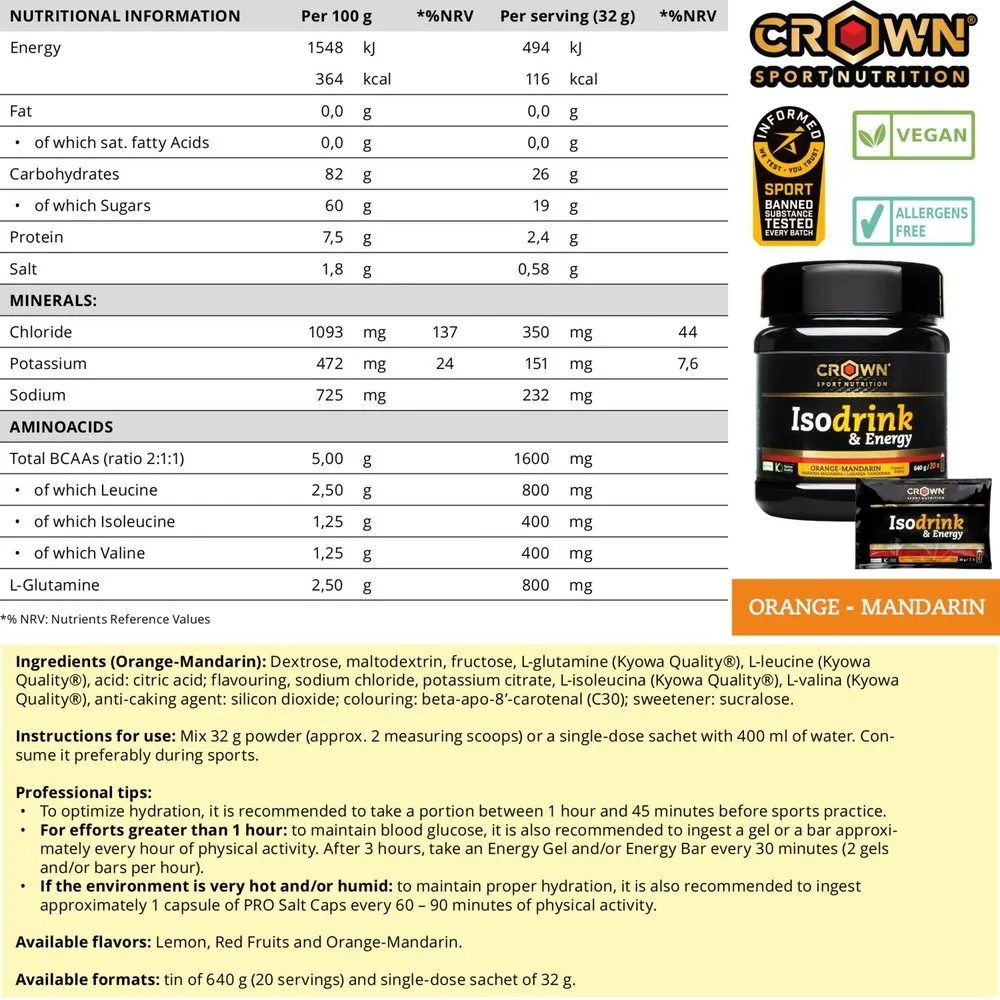 Crown Sport Nutrition Isodrink Isotonische Einzeldosis-box Orange 32g 12 Einheiten, Black, One Size Crown Sport Nutrition Isodrink Isotonische Einzeldosis-box Orange 32g 12 Einheiten, Black, One Size