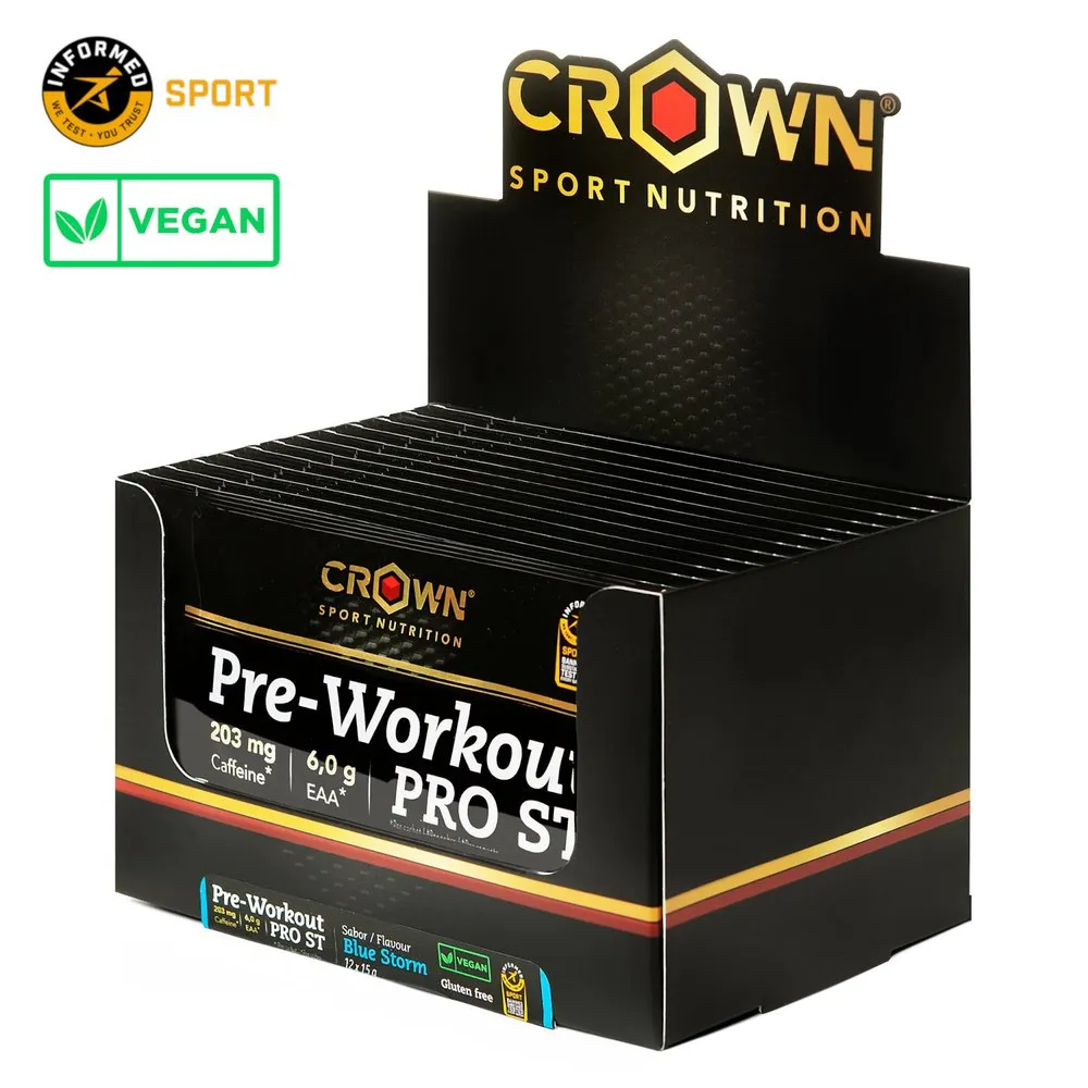 Crown Sport Nutrition Pre Workout Pro St Energy-drink Einzeldosis-box Blauer Sturm 15g 12 Einheiten, Black, One Size Crown Sport Nutrition Pre Workout Pro St Energy-drink Einzeldosis-box Blauer Sturm 15g 12 Einheiten, Black, One Size