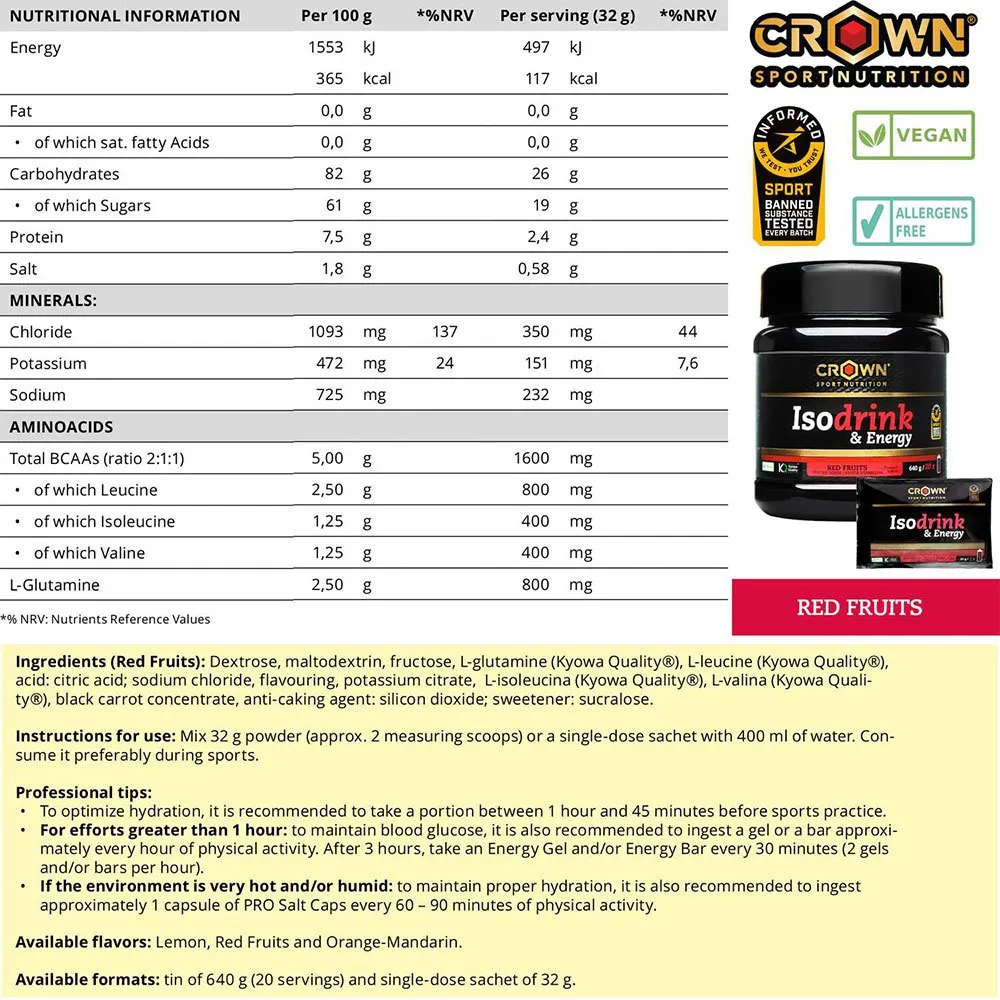 Crown Sport Nutrition Pulver Für Isotonisches Getränk Beeren 640g, Black, One Size Crown Sport Nutrition Pulver Für Isotonisches Getränk Beeren 640g, Black, One Size