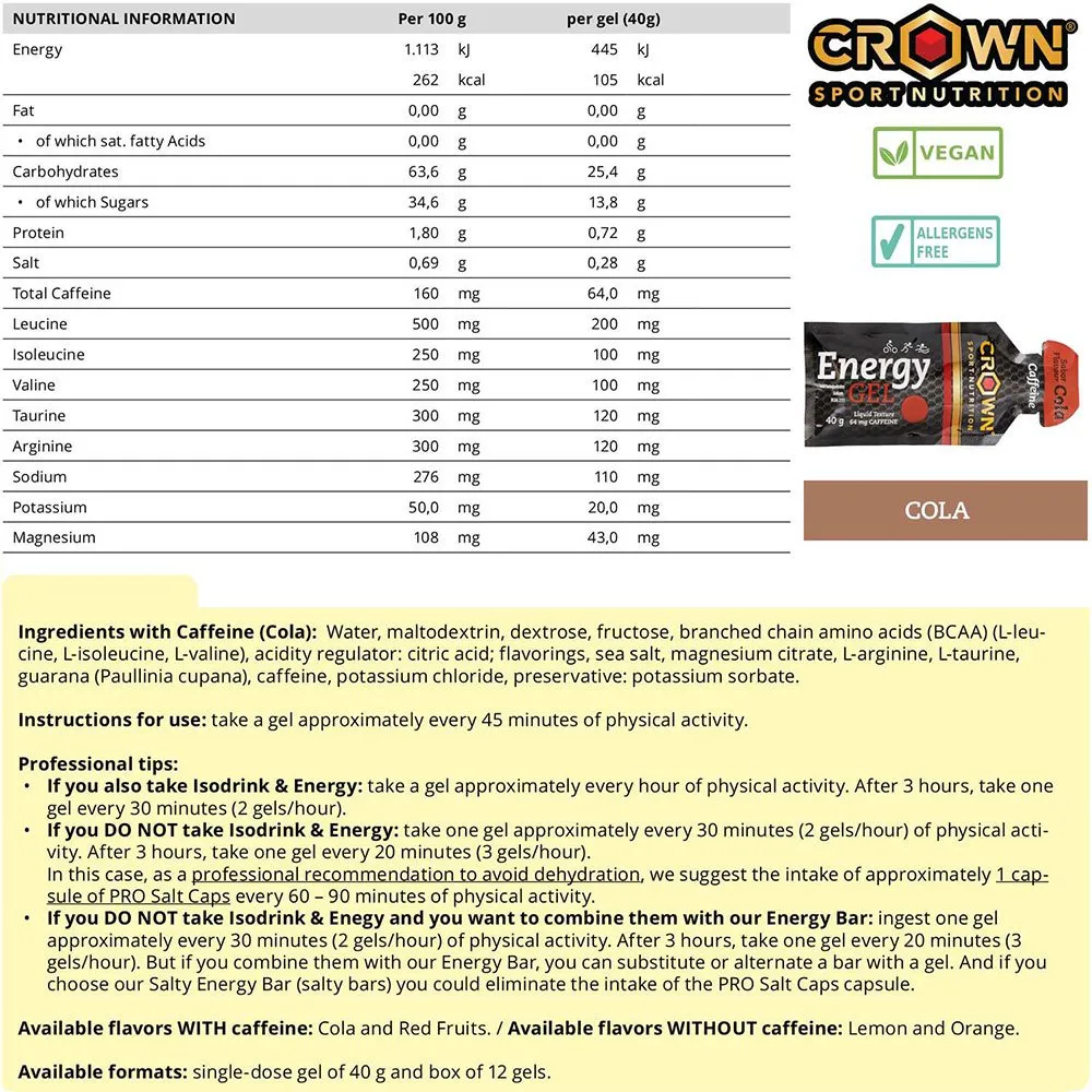 Crown Sport Nutrition Schachtel Mit Energiegelen 40g 12 Einheiten
