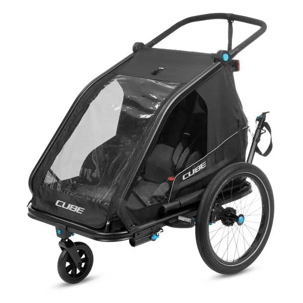 Cube Double Cmpt Fahrradanhänger, Black, Max 42kg
