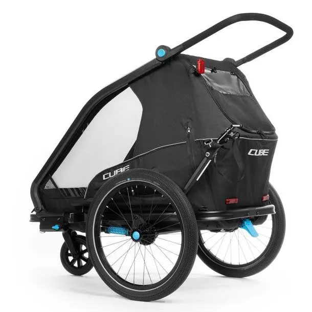 Cube Double Cmpt Fahrradanhänger, Black, Max 42kg