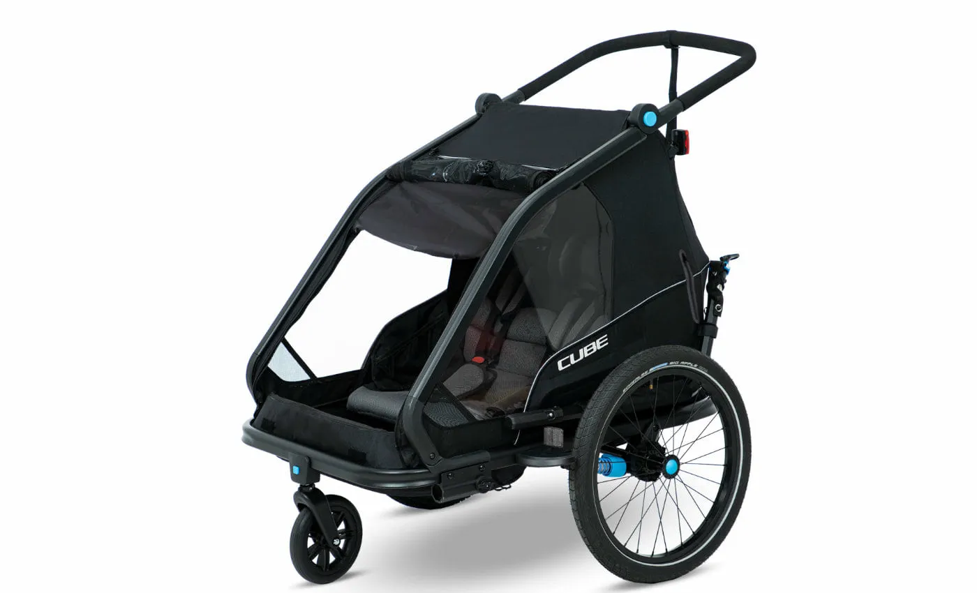 Cube Double CMPT - Kinder Fahrradanhänger, Schwarz Cube Double CMPT - Kinder Fahrradanhänger, Schwarz