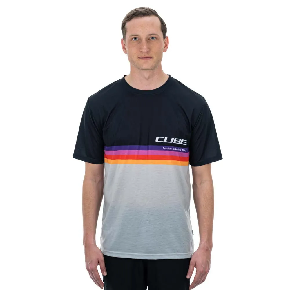 Cube Organic Logo Stripes Kurzarm-t-shirt, Grey melange / black, M Cube Organic Logo Stripes Kurzarm-t-shirt, Grey melange / black, M