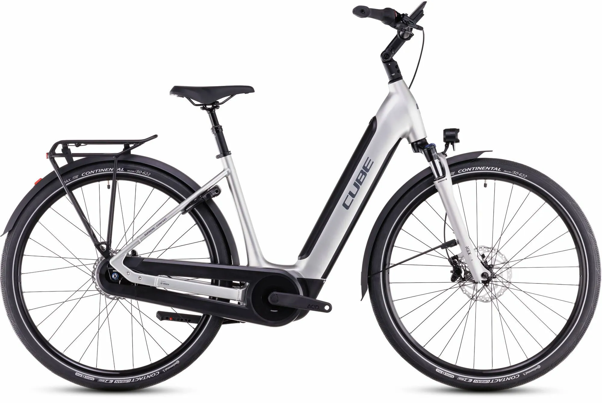 Cube Supreme RT Hybrid Comfort EXC 500 sleekgrey´n´lunar 28" 500 Wh Wave, Silber, 46cm Cube Supreme RT Hybrid Comfort EXC 500 sleekgrey´n´lunar 28" 500 Wh Wave, Silber, 46cm