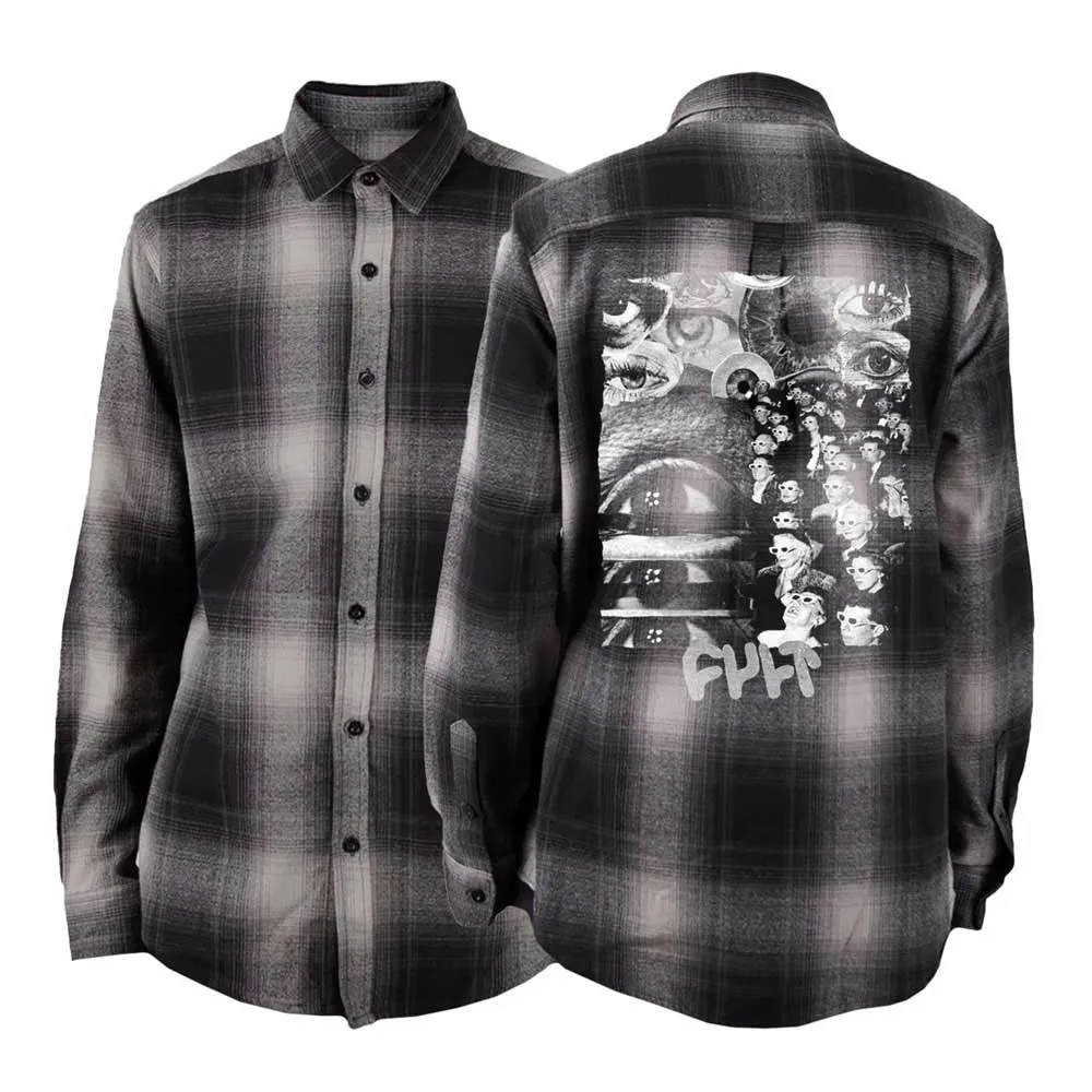 CULT Brainwashed Flannel Langarmhemd, Black / white, L CULT Brainwashed Flannel Langarmhemd, Black / white, L