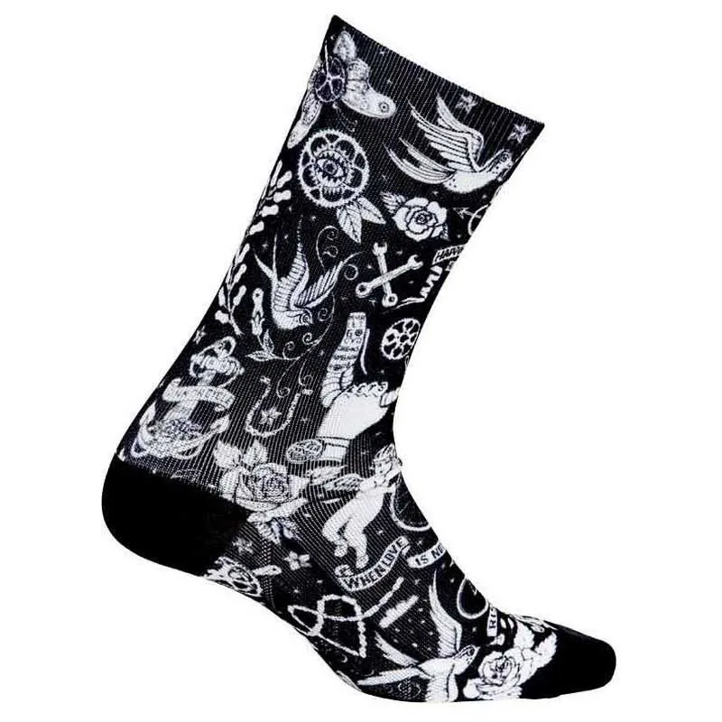 Cycology Velo Tattoo Socken, Black Cycology Velo Tattoo Socken, Black