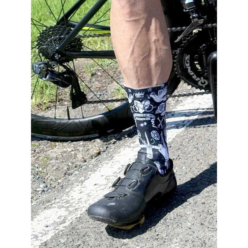 Cycology Velo Tattoo Socken, Black Cycology Velo Tattoo Socken, Black