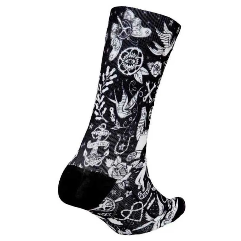 Cycology Velo Tattoo Socken, Black Cycology Velo Tattoo Socken, Black