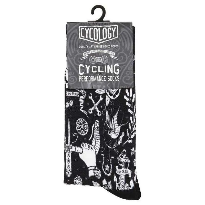 Cycology Velo Tattoo Socken, Black Cycology Velo Tattoo Socken, Black