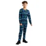 Vivid green / moonlight denim fairisle