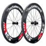 Deda Sl88 Carbon Disc Tubular Rennrad Laufradsatz, Black / white, 12 x 100/12 x 142mm, Campagnolo