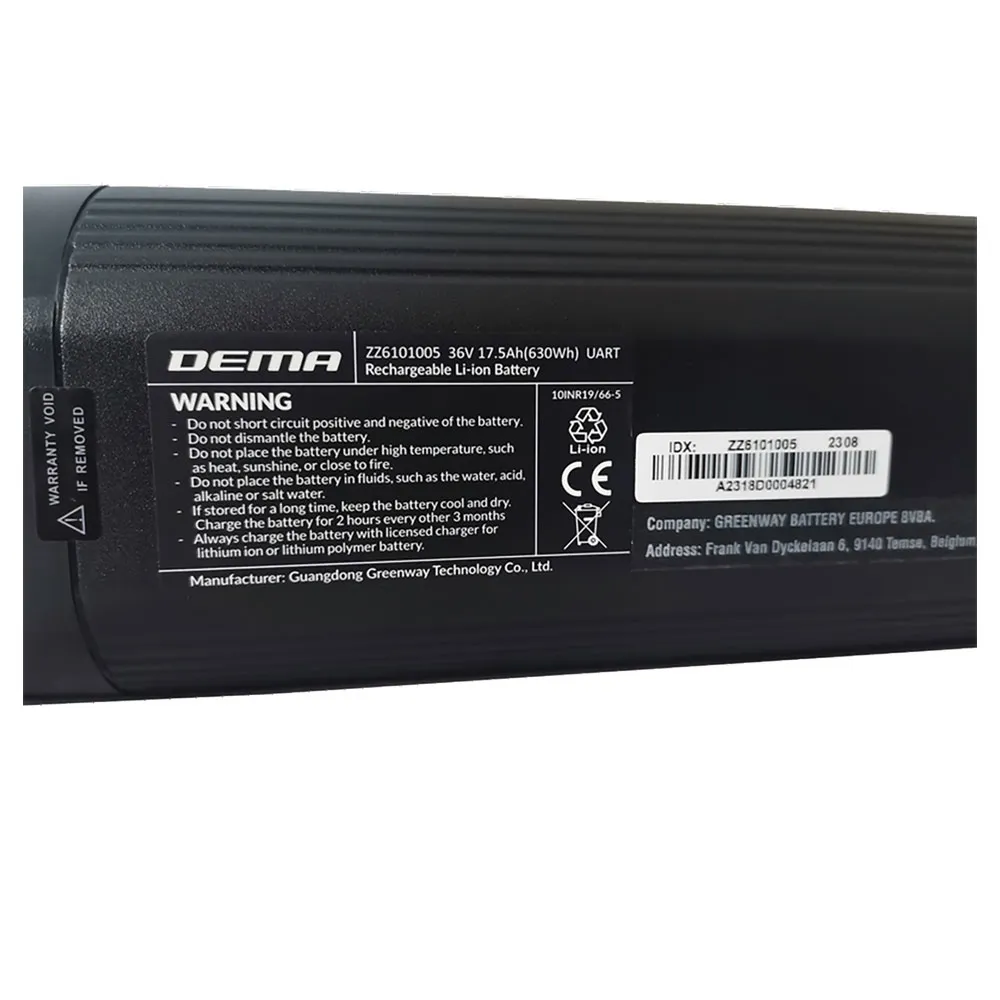 Dema Greenway 17.5ah/36v 420 Mm Uart/oli Edge Unterrohrbatterie, Black, One Size Dema Greenway 17.5ah/36v 420 Mm Uart/oli Edge Unterrohrbatterie, Black, One Size