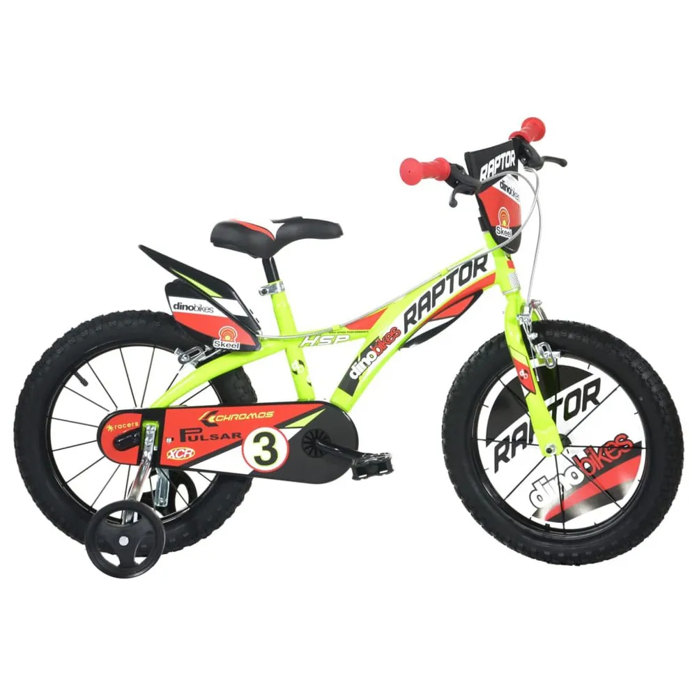 Dino Bikes Raptor Fluorescent 16 Fahrrad, Yellow, 6-8Y Dino Bikes Raptor Fluorescent 16 Fahrrad, Yellow, 6-8Y