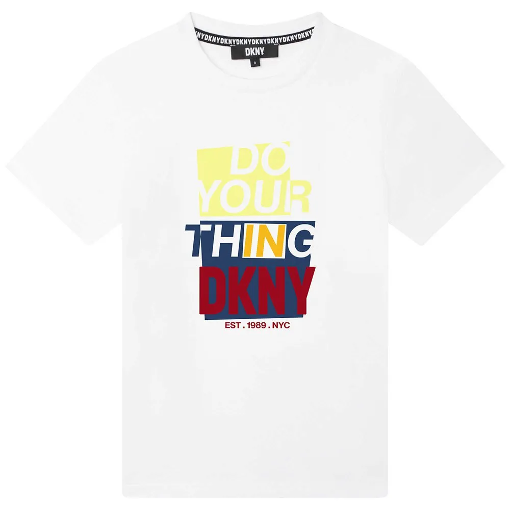 Dkny D25e48 Kurzarm-t-shirt, White, 10Y