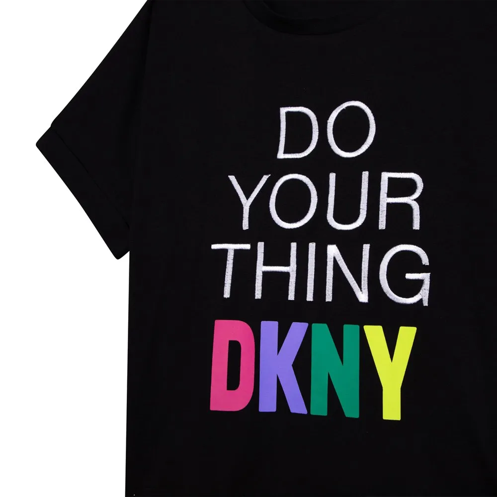 Dkny D35s31 Kurzarm-t-shirt, Black, 6Y