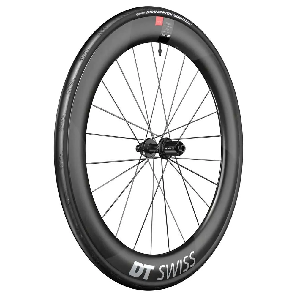 DT Swiss Arc 1100 Dicut 62 Disc Cl Tubeless + Continental Gp5000 Str 700 X 28 Rennrad-hinterrad, Black, 12 x 142mm, Shimano/Sram HG DT Swiss Arc 1100 Dicut 62 Disc Cl Tubeless + Continental Gp5000 Str 700 X 28 Rennrad-hinterrad, Black, 12 x 142mm, Shimano/Sram HG