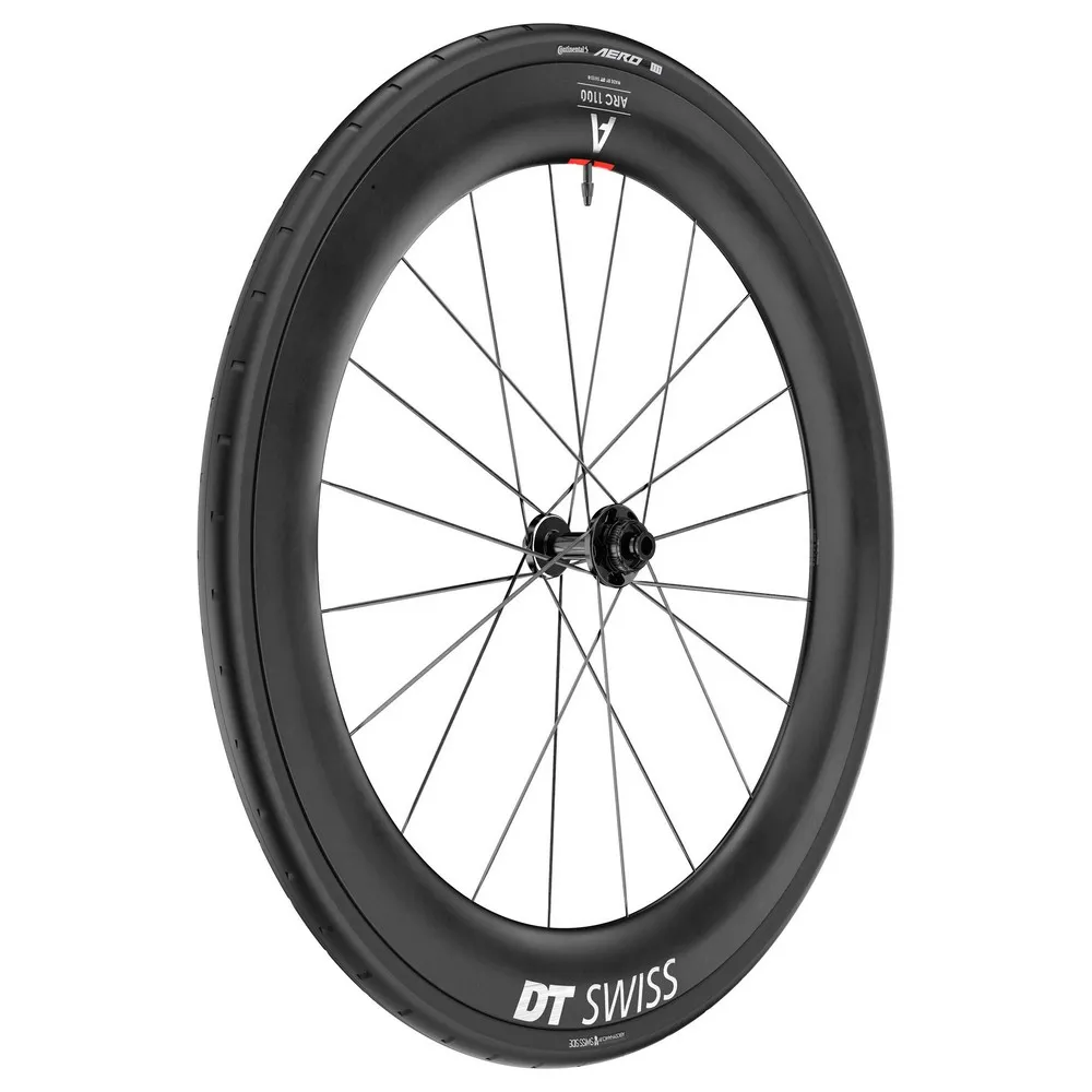 DT Swiss Arc 1100 Dicut 65 Cl Disc Tubeless + Continental Aero 111 29-622 Rennrad-vorderrad, Black, 12 x 100mm