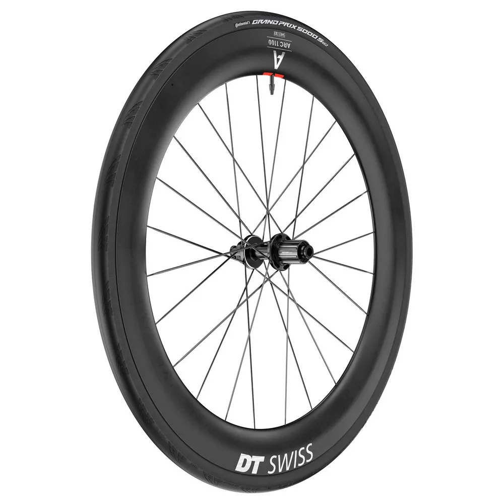 DT Swiss Arc 1100 Dicut 65 Cl Disc Tubeless + Continental Gp5000 Str 30-622 Rennrad-hinterrad, Black, 12 x 142mm, Shimano/Sram HG