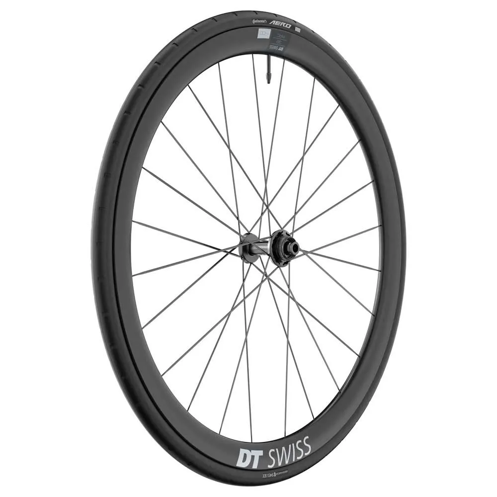 DT Swiss Arc 1400 Dicut 38 Disc Cl Tubeless + Continental Aero 111 700 X 26 Rennrad-vorderrad, Black, 12 x 100mm