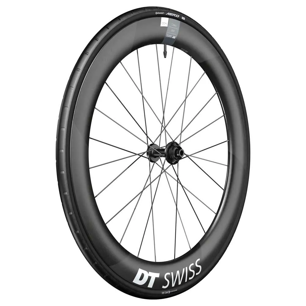 DT Swiss Arc 1400 Dicut 62 Disc Cl Tubeless + Continental Aero 111 700 X 26 Rennrad-vorderrad, Black, 12 x 100mm