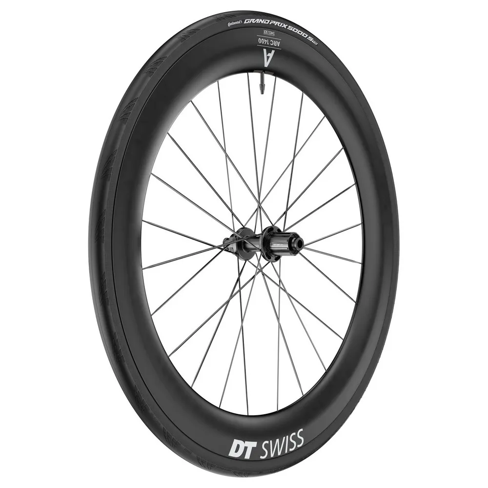 DT Swiss Arc 1400 Dicut 65 Cl Disc Tubeless + Continental Gp5000 Str 30-622 Rennrad-hinterrad, Black, 12 x 142mm, Shimano/Sram HG
