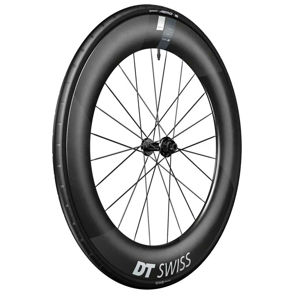 DT Swiss Arc 1400 Dicut 80 Disc Cl Tubeless + Continental Aero 111 700 X 26 Rennrad-vorderrad, Black, 12 x 100mm