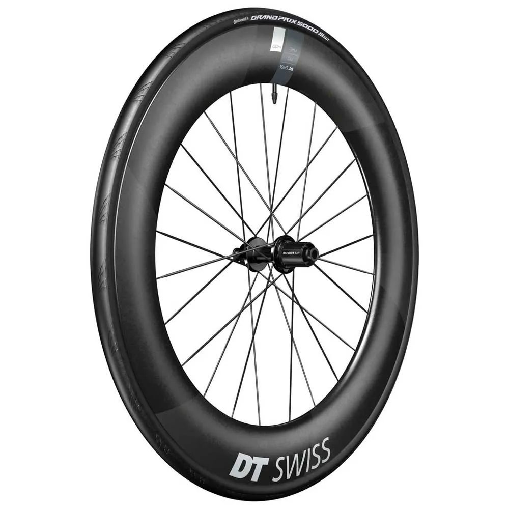 DT Swiss Arc 1400 Dicut 80 Disc Cl Tubeless + Continental Gp5000 Str 700 X 28 Rennrad-hinterrad, Black, 12 x 142mm, Shimano/Sram HG DT Swiss Arc 1400 Dicut 80 Disc Cl Tubeless + Continental Gp5000 Str 700 X 28 Rennrad-hinterrad, Black, 12 x 142mm, Shimano/Sram HG