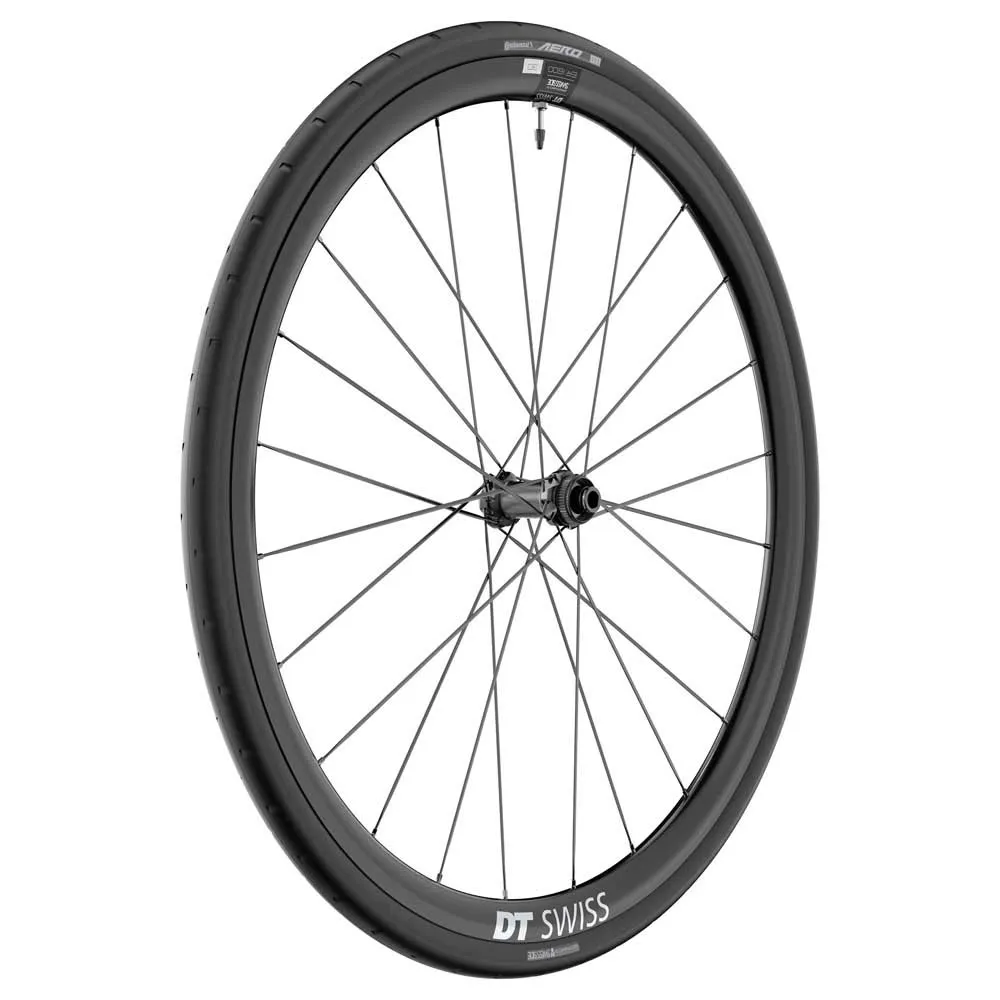 DT Swiss Er 1600 Spline 30 Disc Cl Tubeless + Continental Aero 111 700 X 29 Rennrad-vorderrad, Black, 12 x 100mm DT Swiss Er 1600 Spline 30 Disc Cl Tubeless + Continental Aero 111 700 X 29 Rennrad-vorderrad, Black, 12 x 100mm