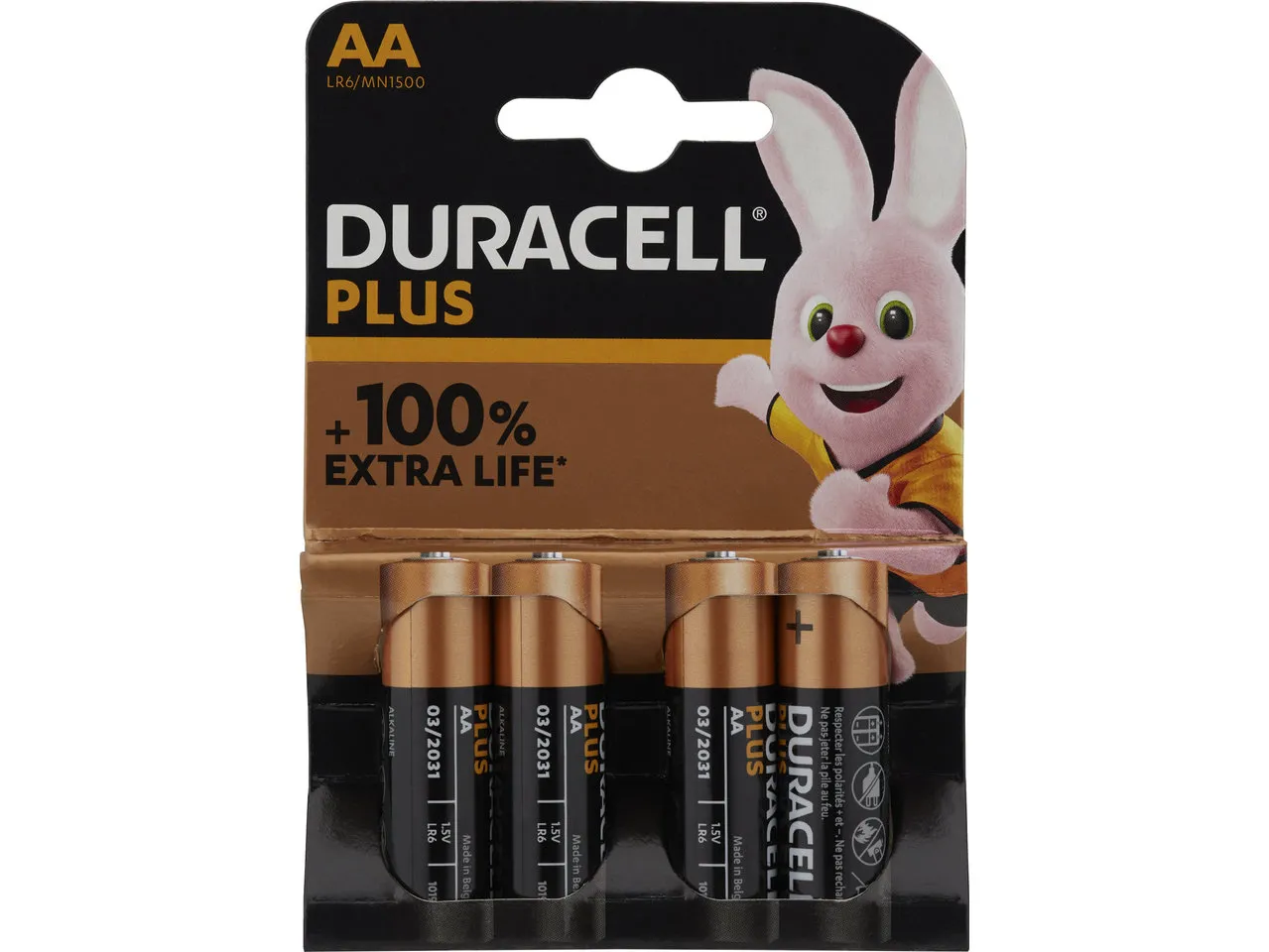 Duracell Alkalibatterie AA LR6 Plus - 4 Stück, One_size