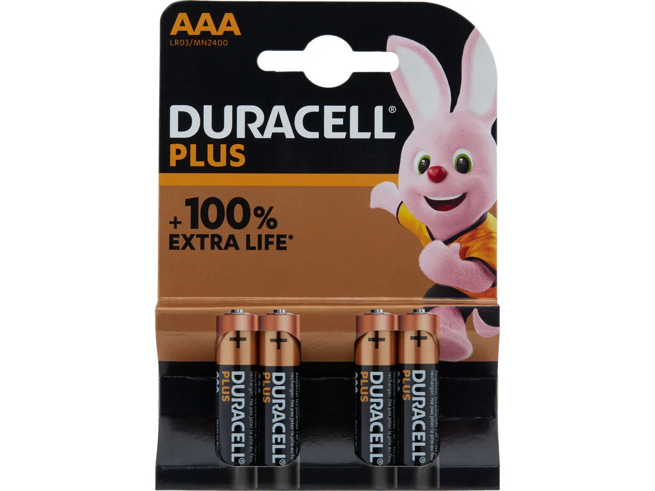 Duracell Alkalibatterie AAA LR03 Plus - 4 Stück, One_size