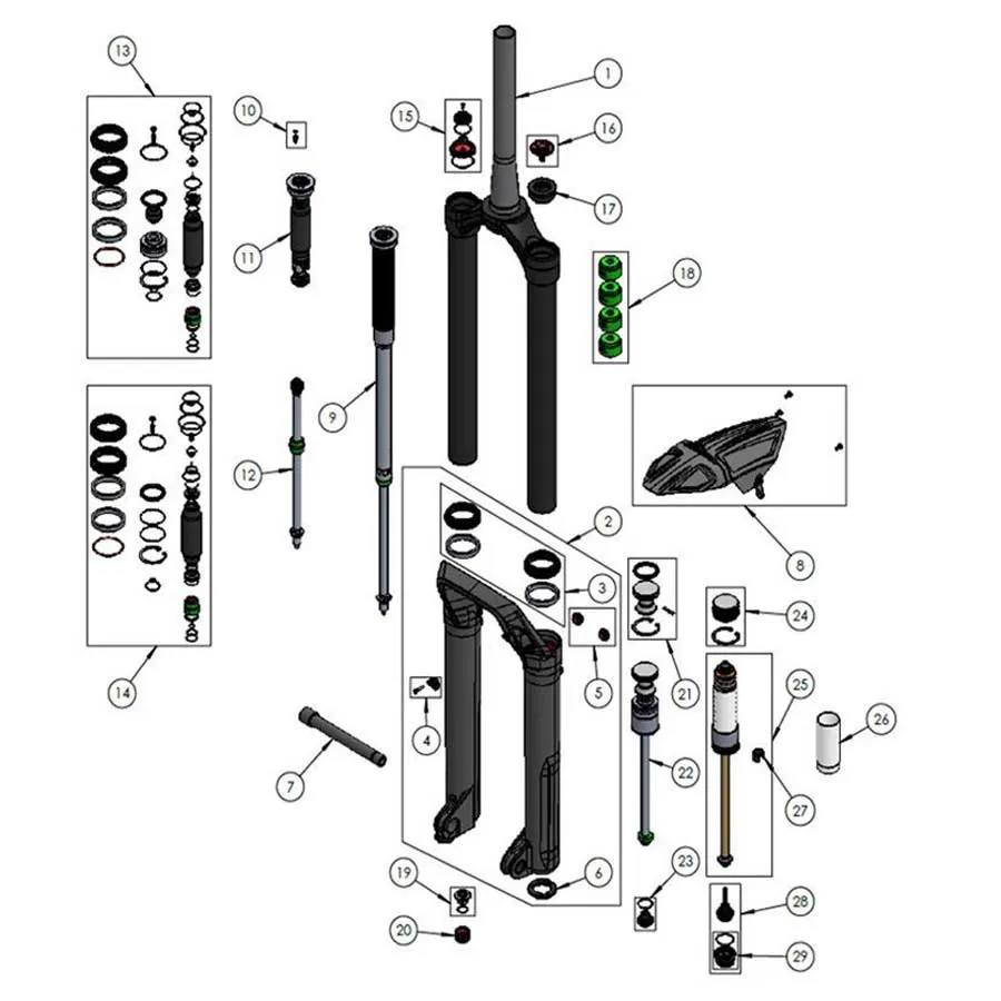 DVO Suspension Onyx 38 Wp Ref 13 Service-kit, Black, One Size DVO Suspension Onyx 38 Wp Ref 13 Service-kit, Black, One Size