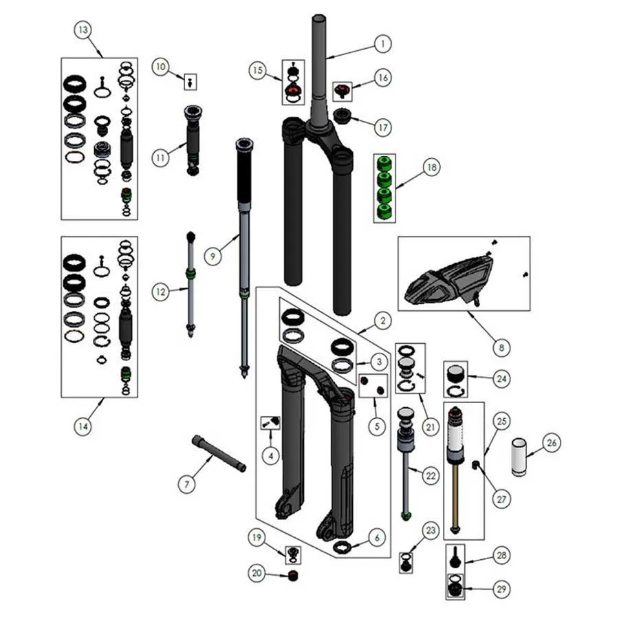 DVO Suspension Onyx 38 Wp Ref 14 Service-kit, Black, One Size DVO Suspension Onyx 38 Wp Ref 14 Service-kit, Black, One Size