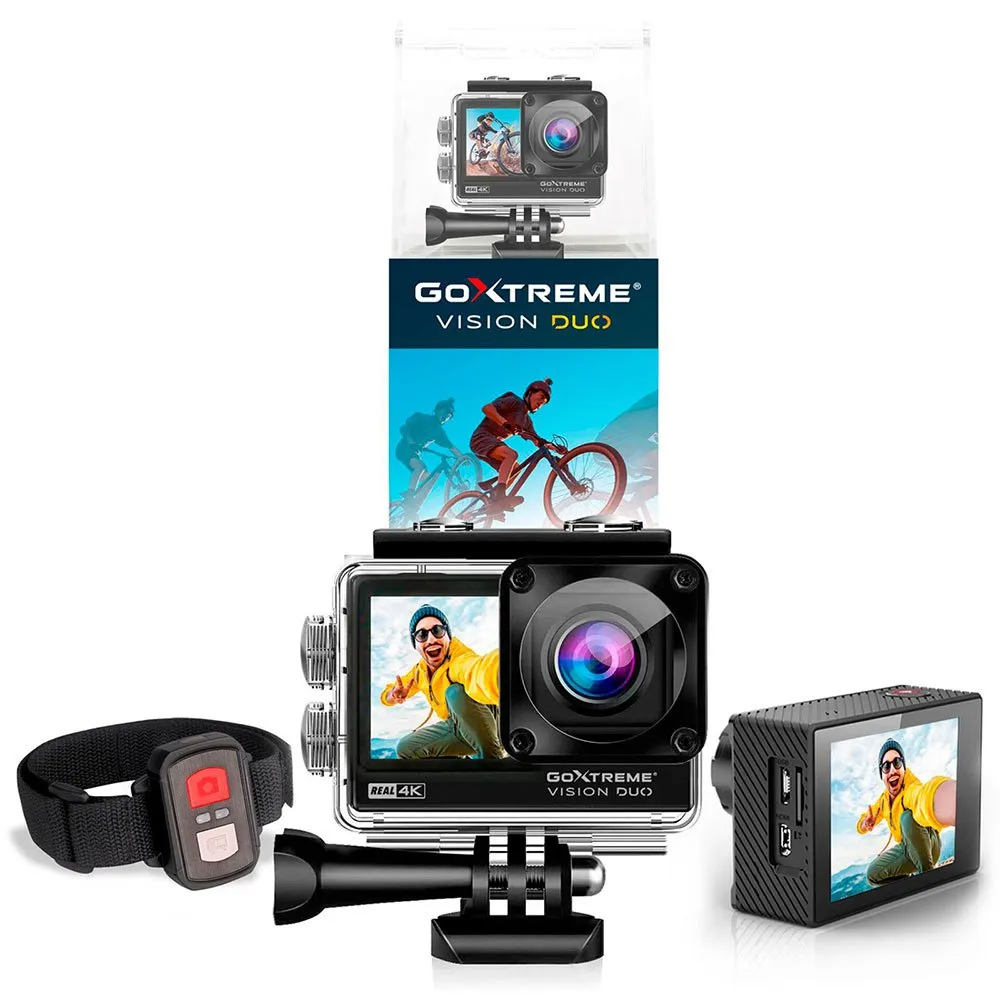 Easypix Goxtreme Vision Duo 4k Action-kamera, Black, One Size Easypix Goxtreme Vision Duo 4k Action-kamera, Black, One Size