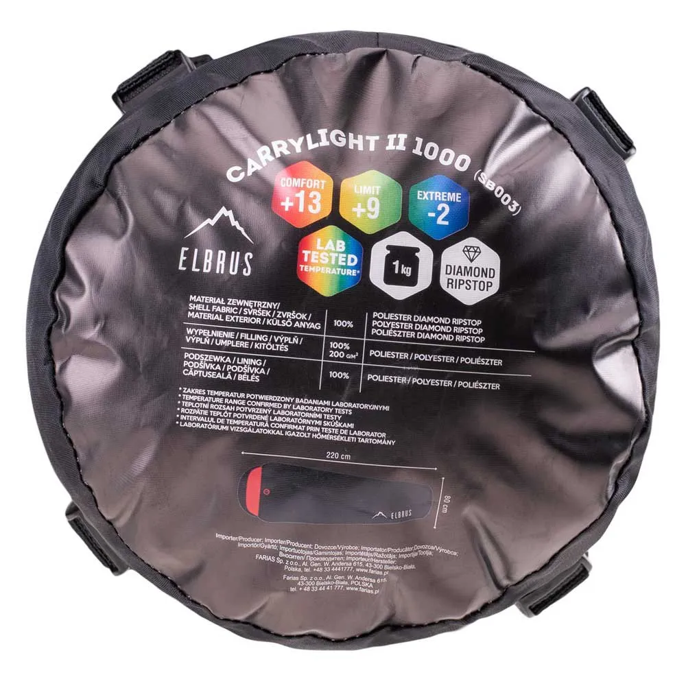 Elbrus Carrylight Ii 1000 Schlafsack, Black / flame scarlet, Right Zipper Elbrus Carrylight Ii 1000 Schlafsack, Black / flame scarlet, Right Zipper
