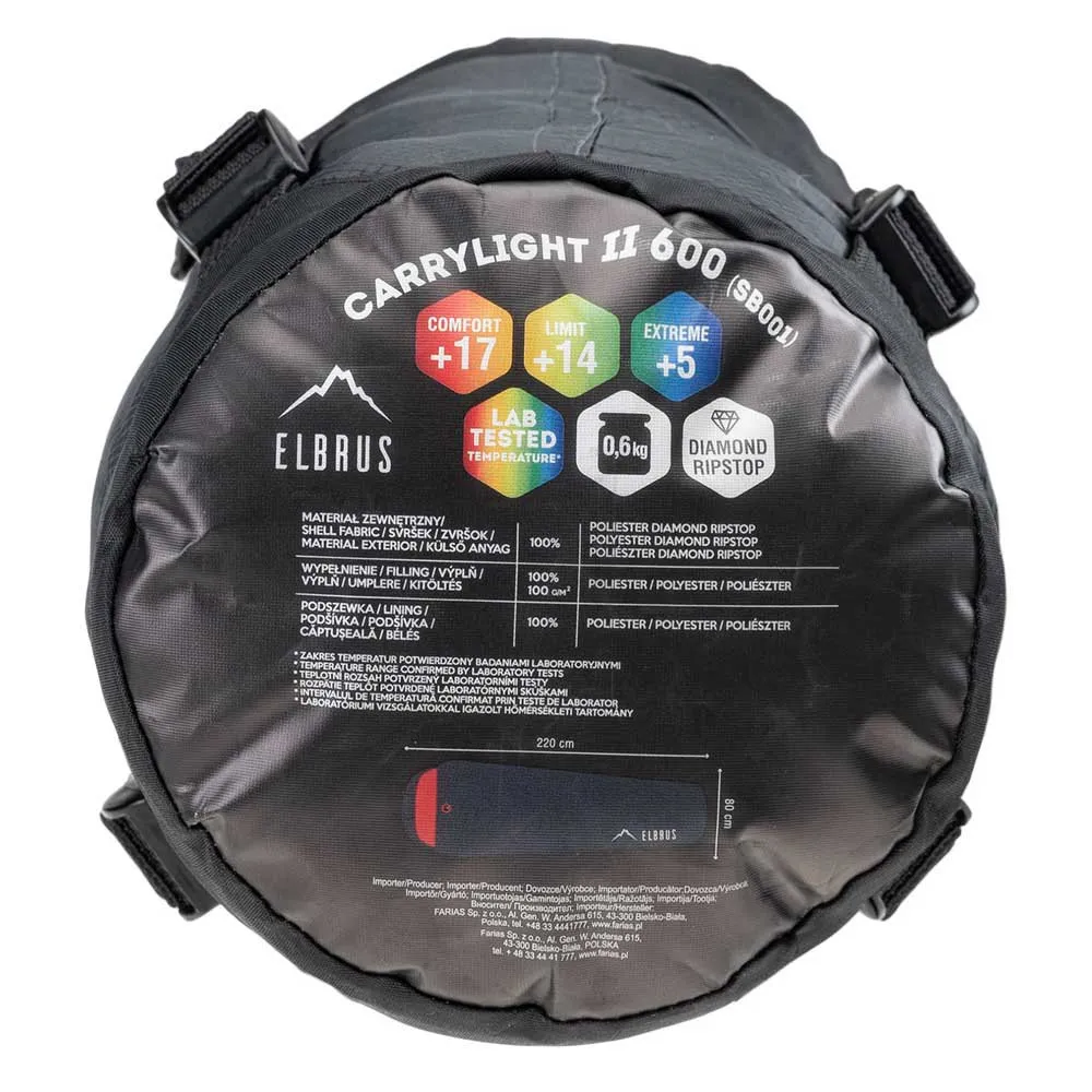 Elbrus Carrylight Ii 600 Schlafsack, Asphalt / flame scarlet, Right Zipper Elbrus Carrylight Ii 600 Schlafsack, Asphalt / flame scarlet, Right Zipper