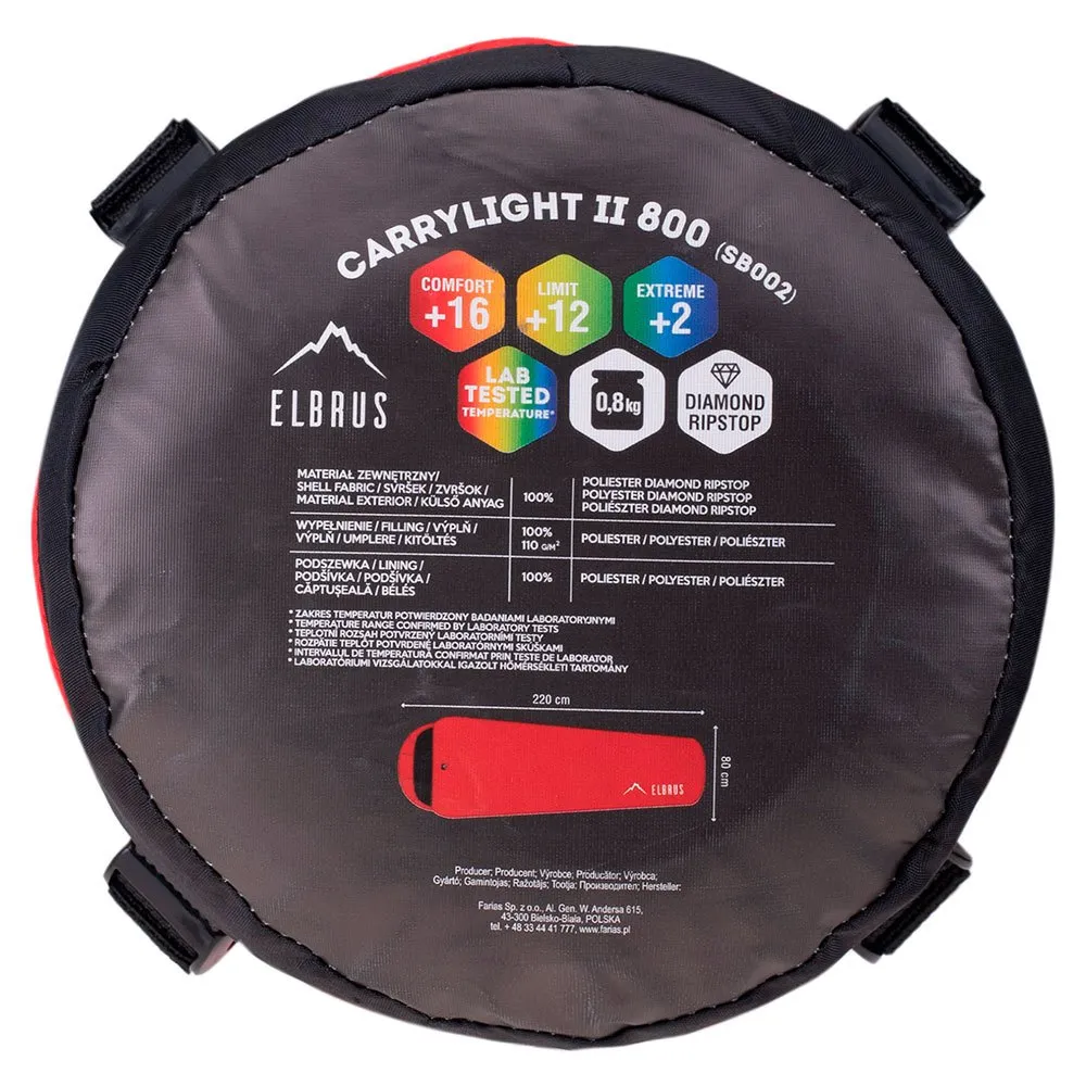 Elbrus Carrylight Ii 800 Schlafsack, Flame scarlet / black, Right Zipper Elbrus Carrylight Ii 800 Schlafsack, Flame scarlet / black, Right Zipper