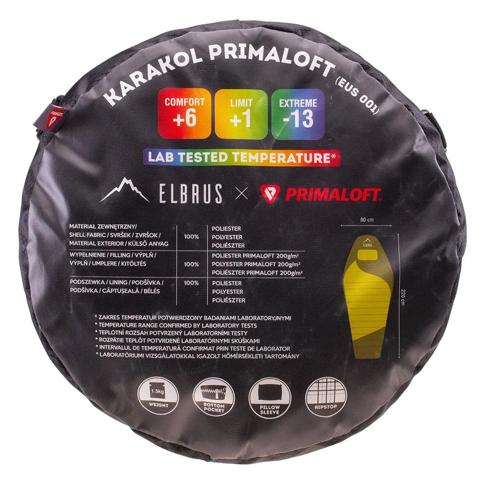 Elbrus Karakol Primaloft Schlafsack, Woodbine / citronelle, Right Zipper