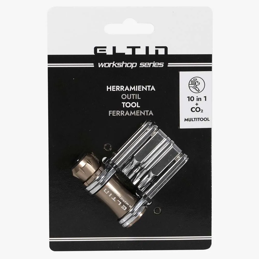 Eltin Bike 10 In 1 C02 Nozzle Multitool, Silver, One Size Eltin Bike 10 In 1 C02 Nozzle Multitool, Silver, One Size
