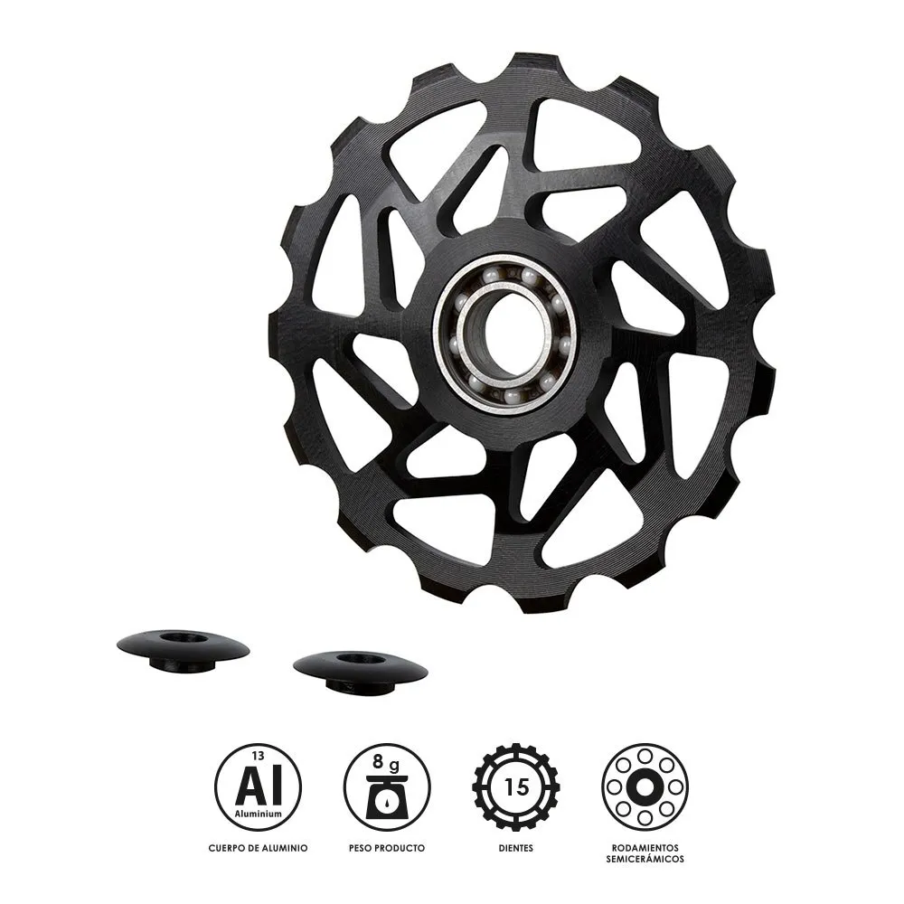Eltin Semiceramic Fahrrad-schaltröllchensatz, Black, 15t Eltin Semiceramic Fahrrad-schaltröllchensatz, Black, 15t