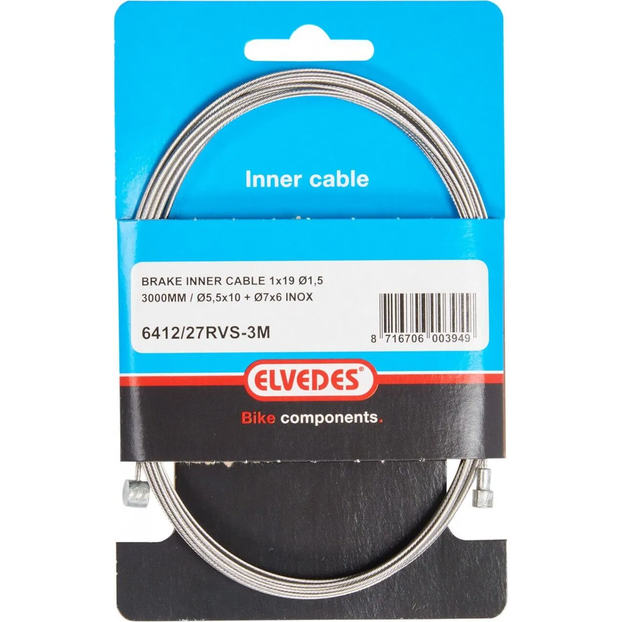 ELVEDES Bremszug 1x19 Edelstahldraht ø1,5mm V-Kopf ø5,5x10 und T-Nippel Unisex