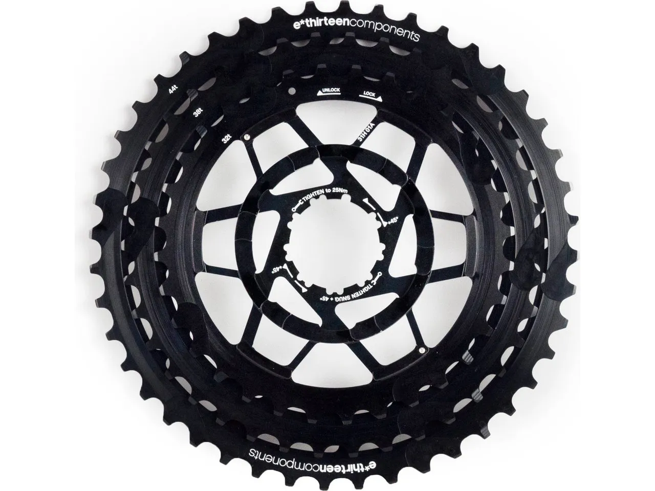 e*thirteen TRS Plus Aluminiumritzel für TRS Plus 11-fach Kassette, Black, 32-38-44 e*thirteen TRS Plus Aluminiumritzel für TRS Plus 11-fach Kassette, Black, 32-38-44
