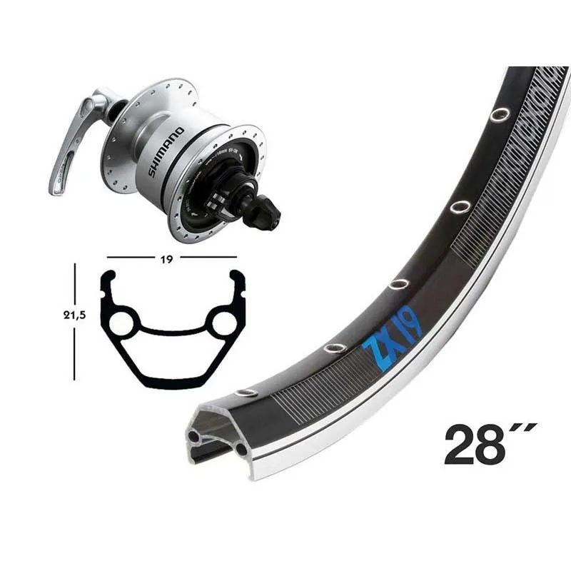 Exal Nady 28´´ Qr Dynamo Dh-3n72 Vorderrad, Black, 9 x 100mm