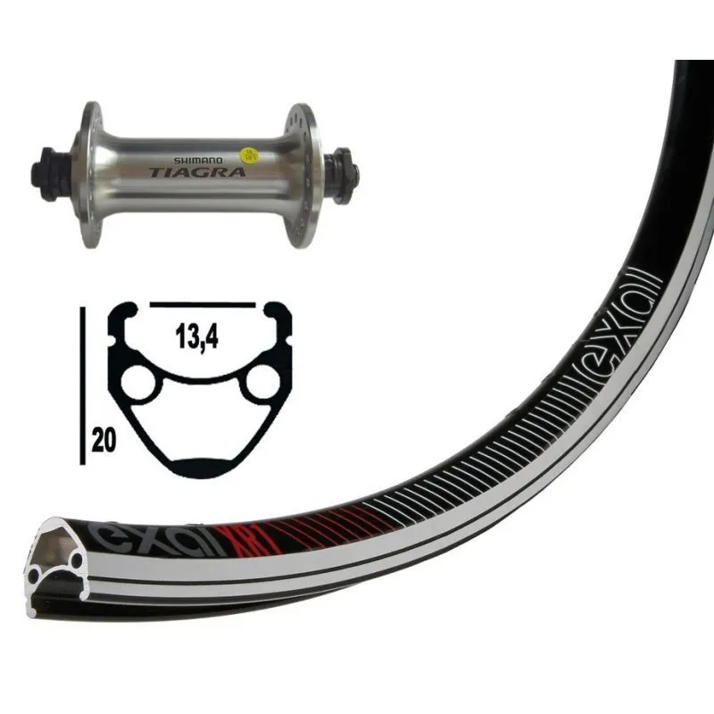 Exal Xr-1 Tiagra V-brake Qr Rennrad-vorderrad, Black / grey, 9 x 100mm Exal Xr-1 Tiagra V-brake Qr Rennrad-vorderrad, Black / grey, 9 x 100mm