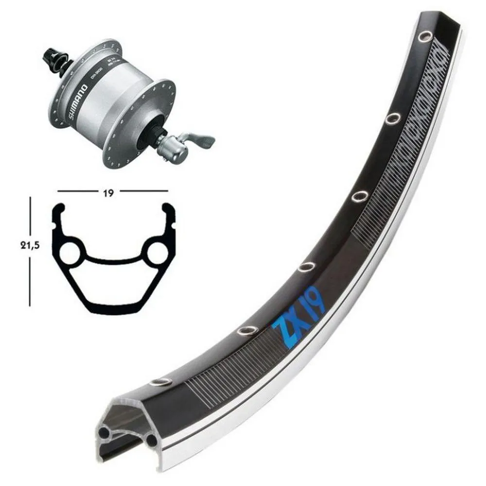 Exal Zx19 Qr Dynamo Shimano Dh3n30 26´´ Vorderrad, Black / silver, 9 x 100mm Exal Zx19 Qr Dynamo Shimano Dh3n30 26´´ Vorderrad, Black / silver, 9 x 100mm