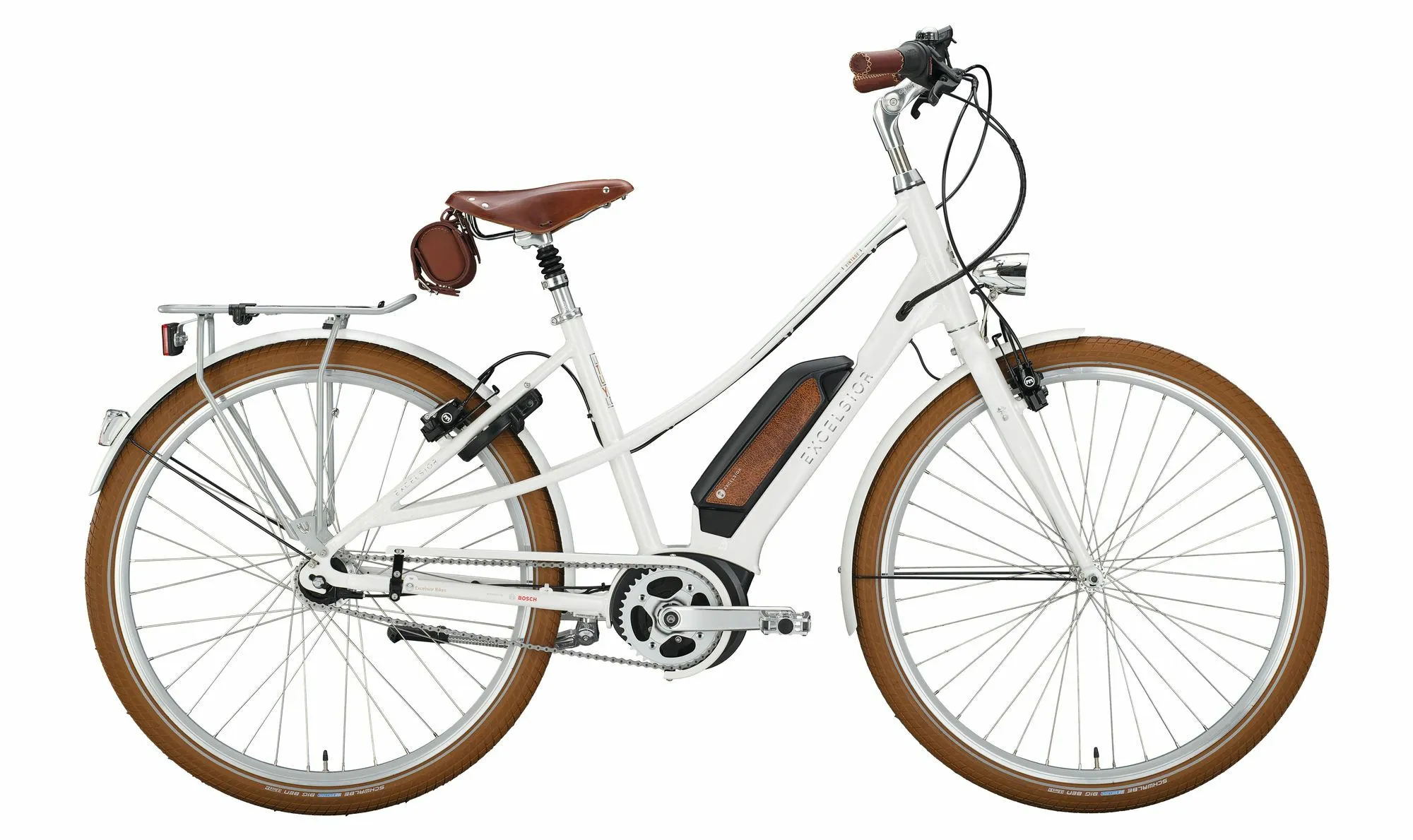 Excelsior Vintage E Deluxe 7-Gang perlmut white 28" 500 Wh Trapez, Weiß, 48cm