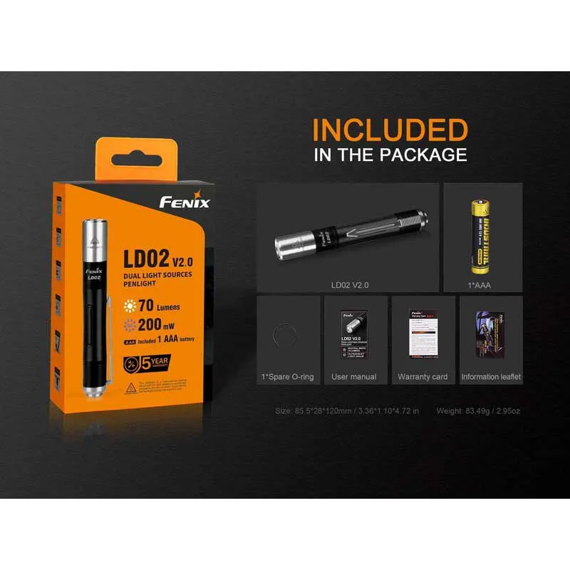 Fenix Ld02 V2.0 Taschenlampe, Black, 70 Lumina Fenix Ld02 V2.0 Taschenlampe, Black, 70 Lumina