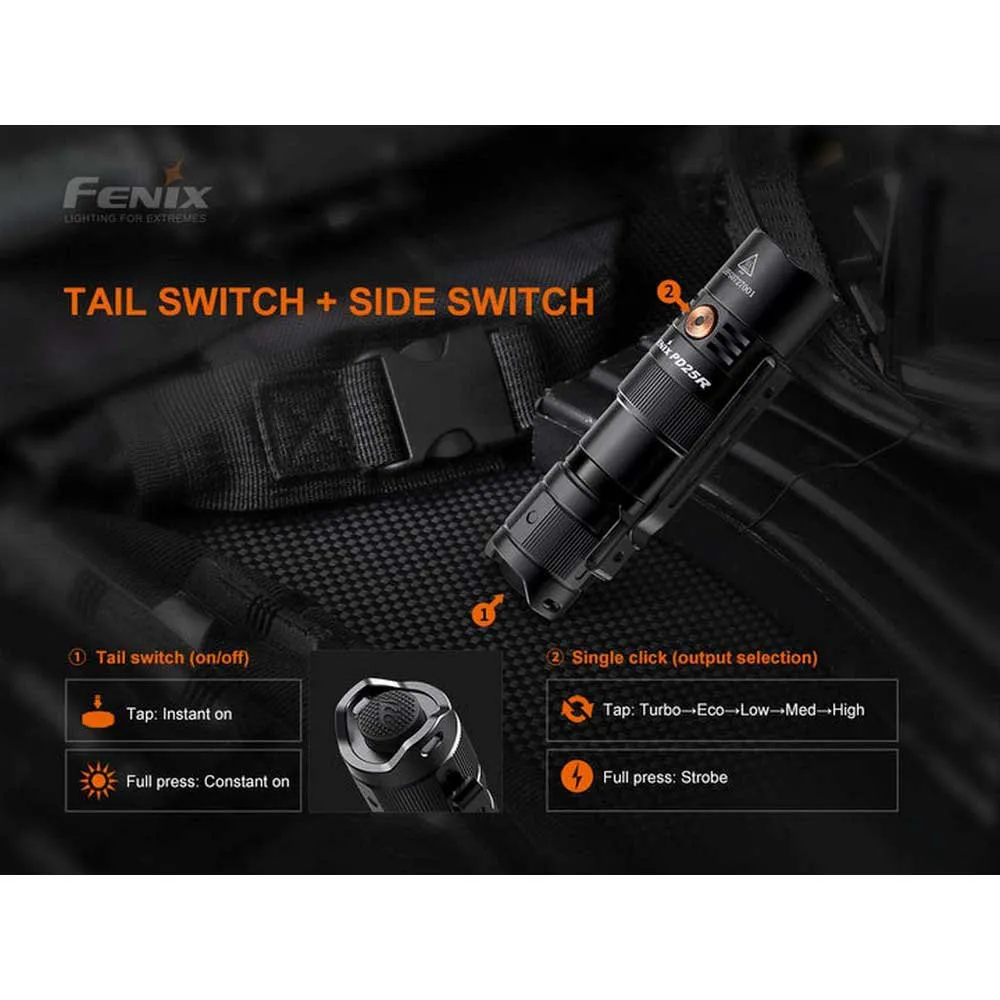 Fenix Pd25r Taschenlampe, Black, 800 Lumina Fenix Pd25r Taschenlampe, Black, 800 Lumina